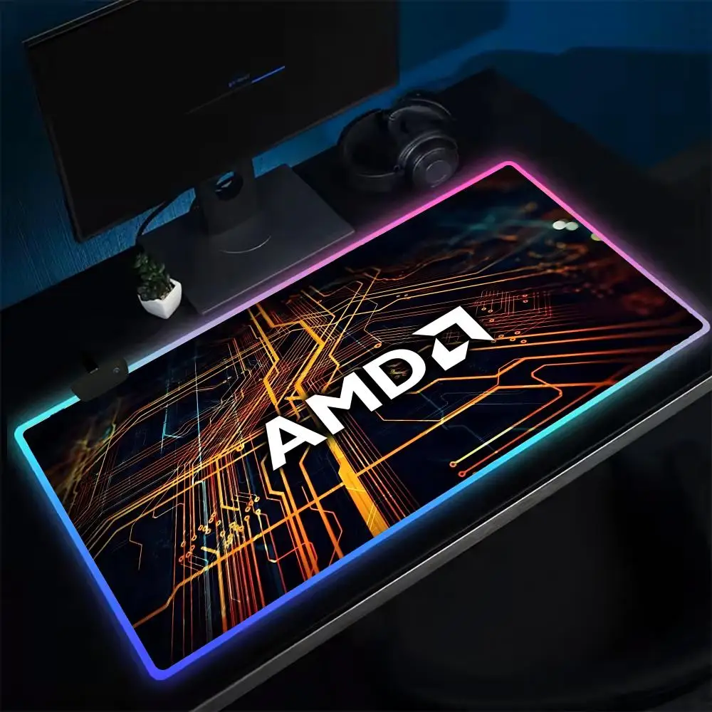 RX7900XT A-AMD YES Mouse Pad Anime Gaming Mouse Pad LED Table Pads Backlit Rubber Desktop XXL Mousepad RGB Desk Mats