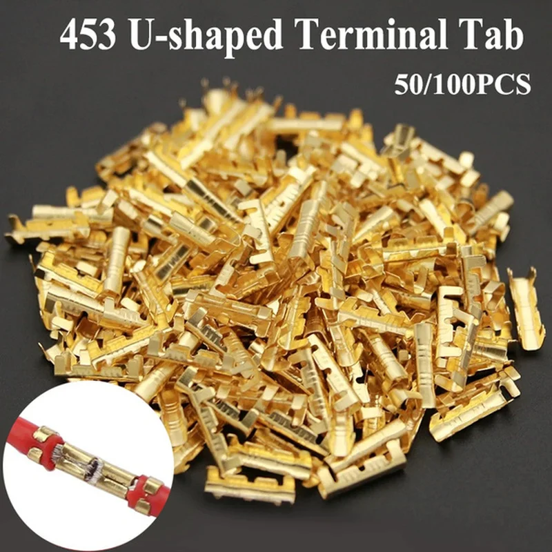 50Pcs/100Pcs 453 U-Vormige Terminal Tab Koude Inserts Connectoren Koude Terminal Kleine Tanden Splice Fasciacopper terminal 0.3-1.5mm2
