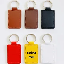 Personalize Rectangle Keyring Vintage Laser Engrave Name Number Leather Keychain for Men Women Custom Car Logo Key Chain