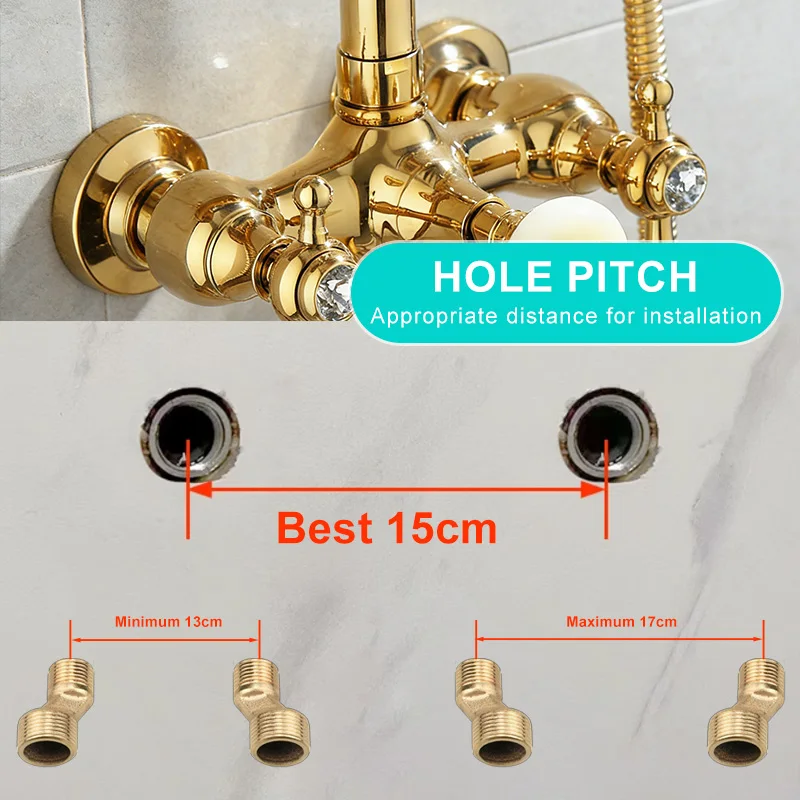 Wall Mounted Gold Bath Shower Faucet Bathtub Faucet With Hand Shower Jade Handle Dual Handle Hot and Cold Water Mixer ML3321
