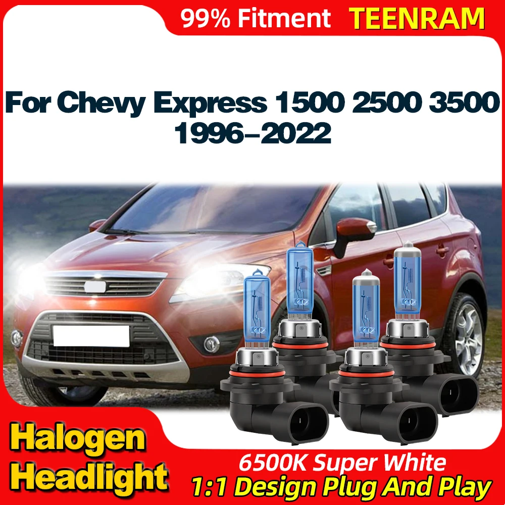 

200W Halogen Headlight Bulbs 6500K Super White Xenon Auto Lamps 12V For Chevy Express 1500 2500 3500 1996-2019 2020 2021 2022