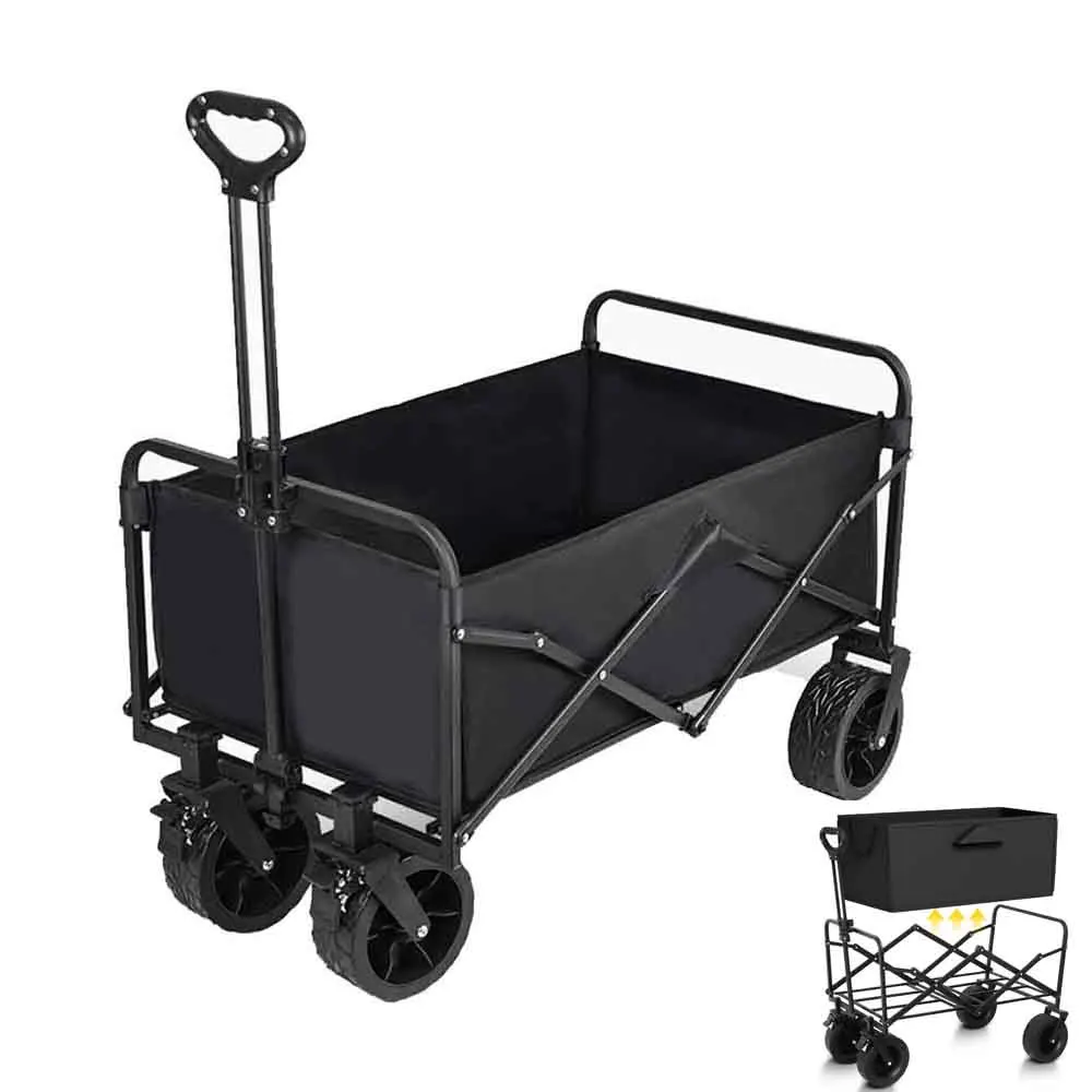 Large Capacity Folding Wagon Shopping Beach Garden Pull Trolley Collapsible Folding Outdoor Portable Camping Cart