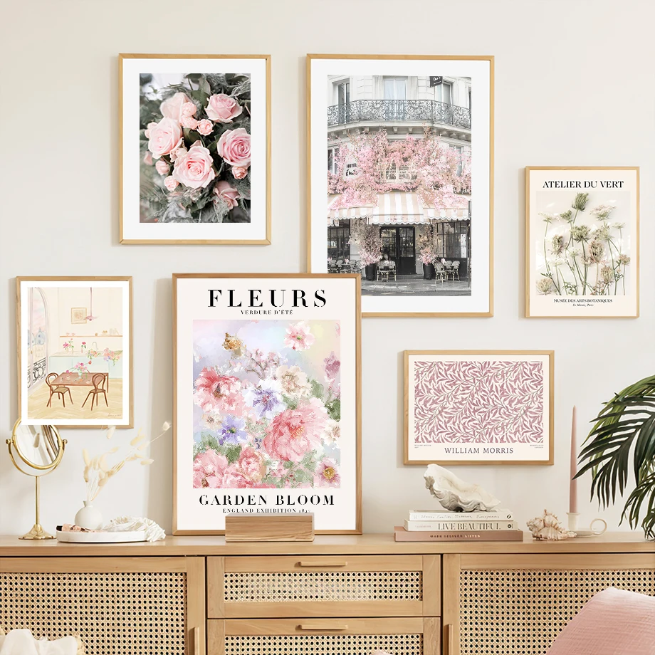 Paris Cherry Blossoms Dandelion Flower Leaves Nordic Posters Prints Wall Art Canvas Painting Pictures For Living Room Home De