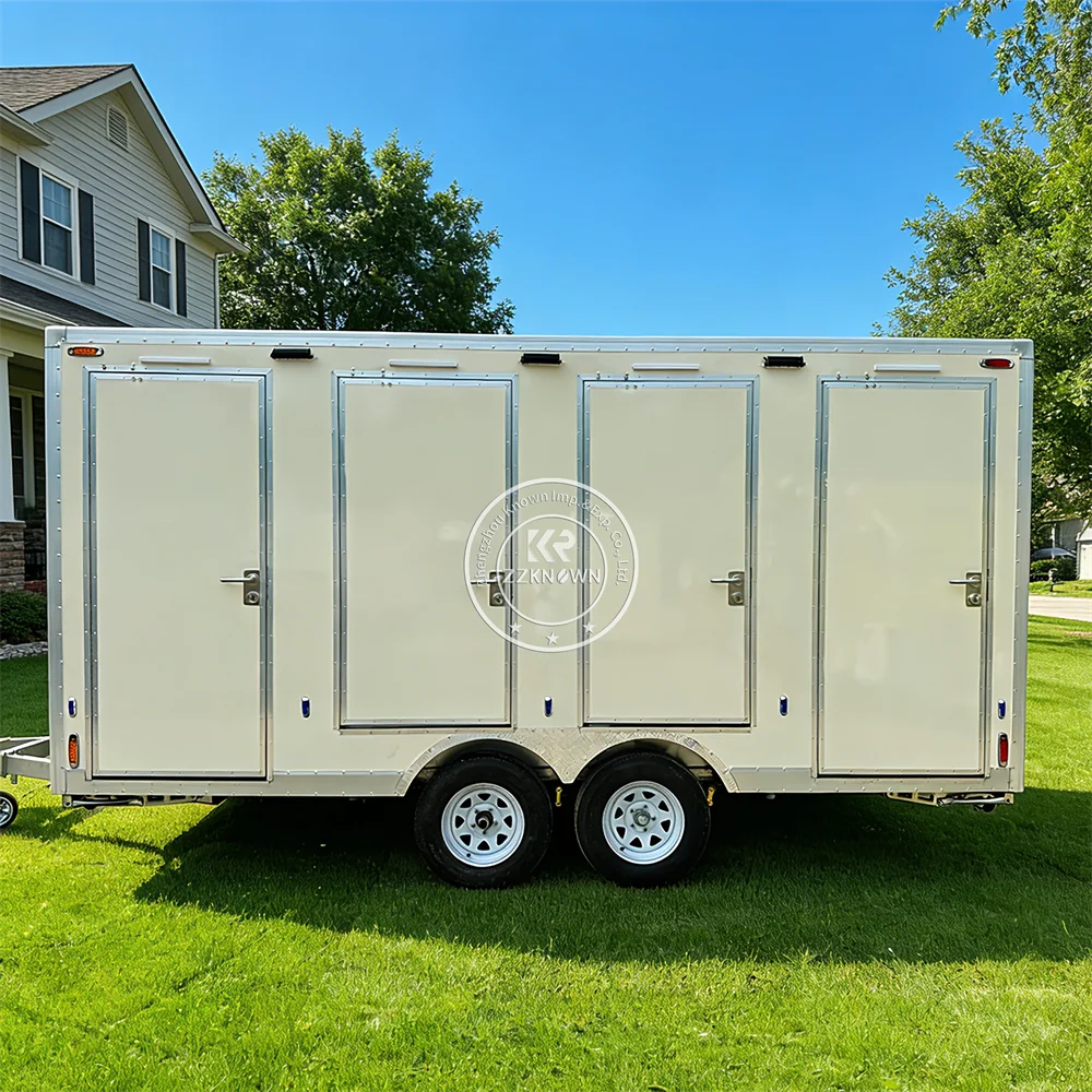 Prefab Public Outdoor Bathroom Mobile Portable Multi-Stall Wedding Toilet Trailer Event Portable VIP Restroom Toilet Trailer