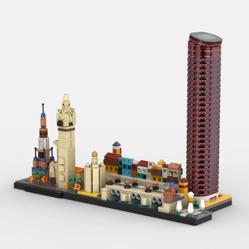 Seville skyline architecture Spanish landmark bricks Spain cathedral church blocks city diorama buildings symbols medieval