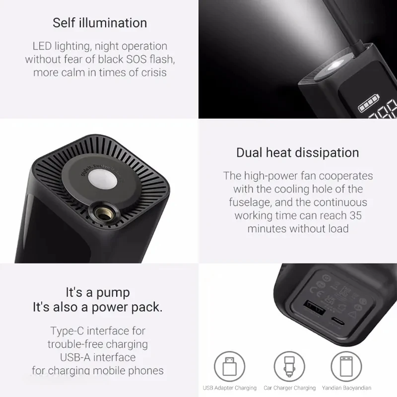 Xiaomi qicycle ปั๊มสูบลมไร้สาย P1คอมเพรสเซอร์รถยนต์แบบพกพาสำหรับรถยนต์รถจักรยานรถจักรยานยนต์ที่มีจอ LCD จอแสดงผลดิจิตอล