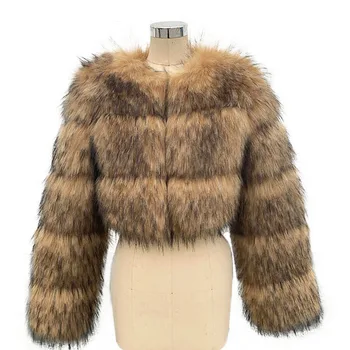 זדורין מעיל פאו רקון מקוצר איכותי לנשים, אופנת חורף, צווארון...