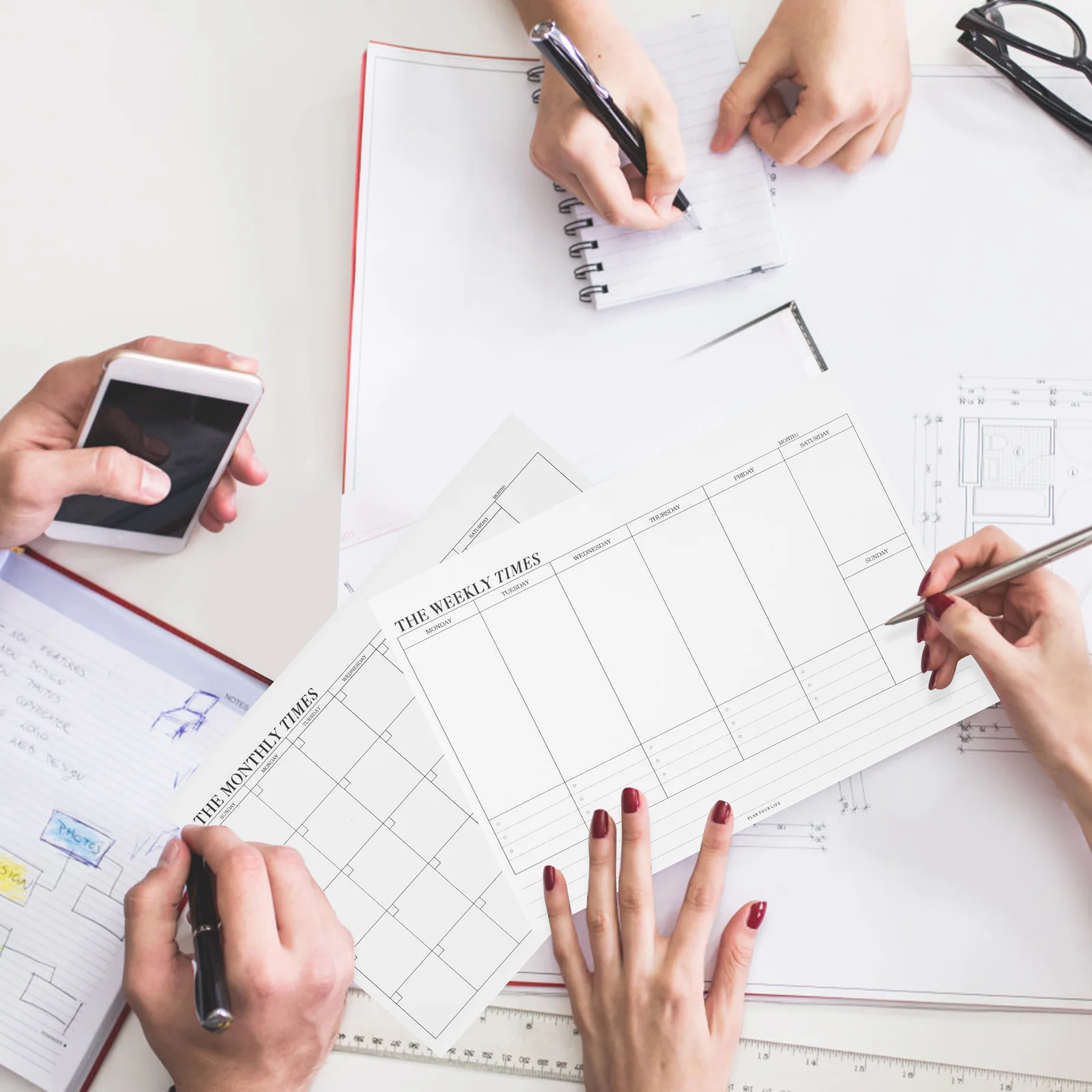 2Pcs Office Schedule Notebook Weekly Monthly Planner Notepad Organizer Daily Notes Reminder Planning Paper