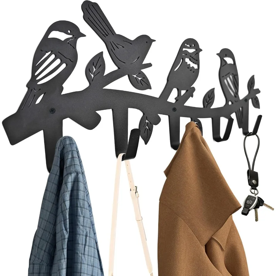 خطافات معطف الطيور المعدنية ديكور فني جداري مع موضوع حيواني لتخزين المنزل في غرفة المعيشة والمكتب وظيفي وأنيق Ke #4