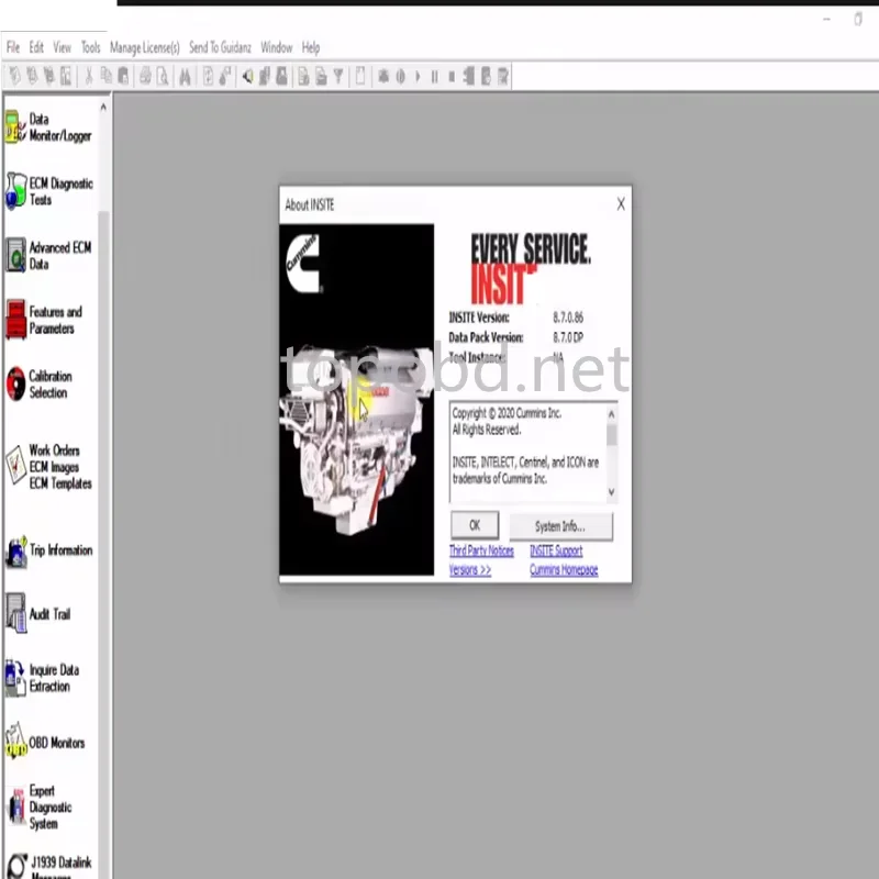 برنامج تشخيص محرك Keygen مجاني من Cummins Insite 8.7 Pro لاختبار رمز الخطأ والتعديل يدعم متعدد اللغات