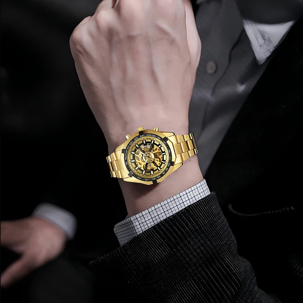 FORSINING Classic Trendy Men's Skeleton Automatic Mechanical Watches Luminous Pointers Steel Sport Man Wristwatch Hombre Relojes