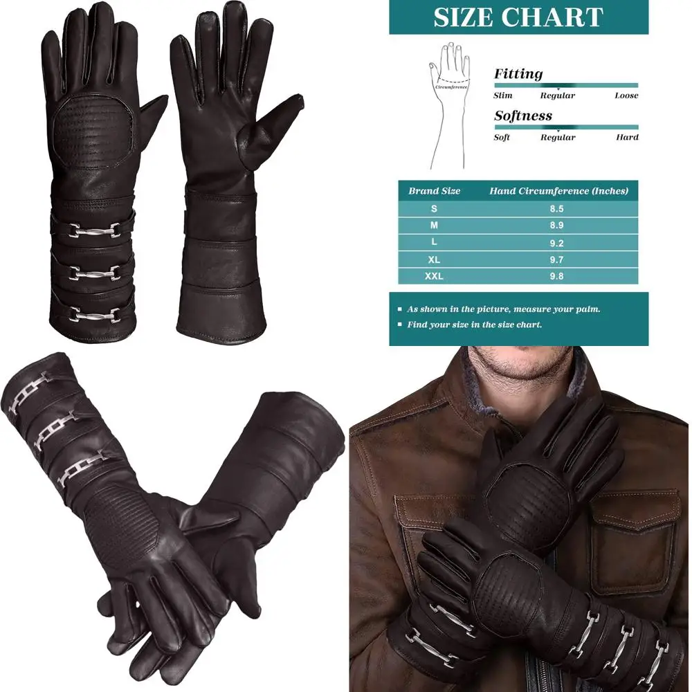 

URBAN BUCK Натуральная овчина Костюм Sky Gauntlet Перчатки - Regular Fit с длинными манжетами на руку Мужские перчатки без подкладки для косплея