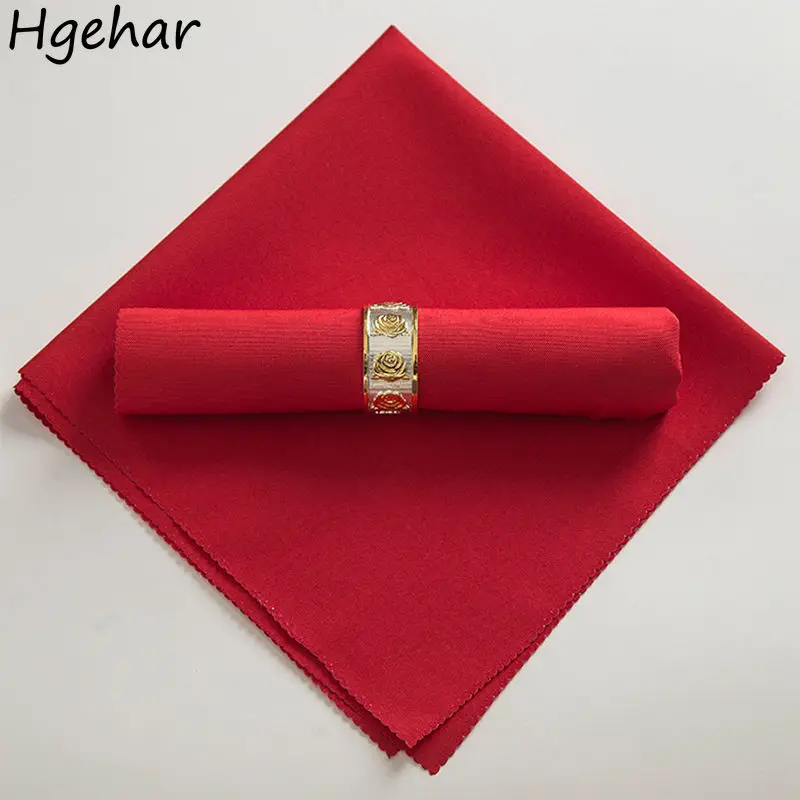 48x48cm White Red Square Table Napkin Hotel Restaurant Wedding Decoration Dinner Banquet Supplies Cloth Napkins Soft Kitchen New