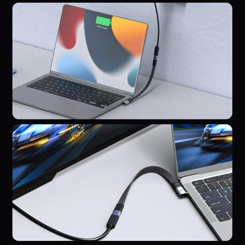 

F68B Type C Data Cable 90 Degree Elbow PD240W Fast Charging Cable 8K@60HZ 40Gbps Data Transfer Cord for Phone PC