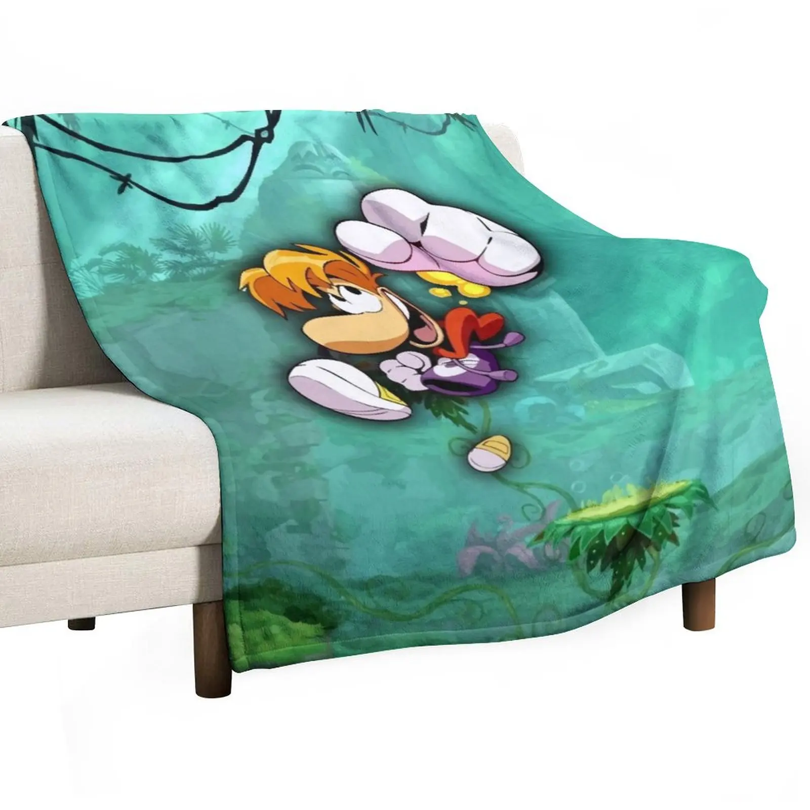 

Rayman Jumping Background Throw Blanket anime Plaid on the sofa Furrys Luxury Thicken Blankets