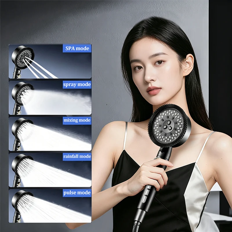 New High Pressure Turbo Massage SPA Filtered Shower Head Set, Handheld Filtration Skin Care Shower Sprayer for Bathroom Home Use