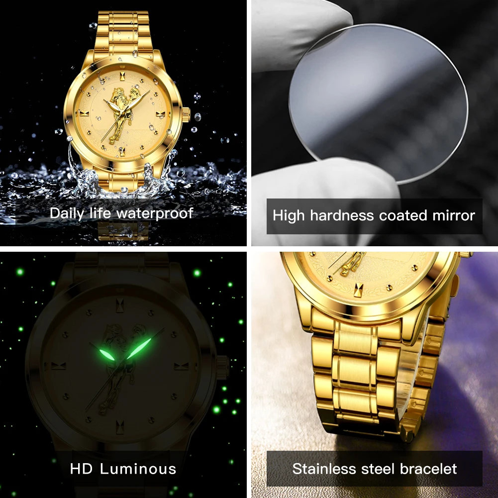 OPK brand three-pin Jinma embossed literal men's quartz watch 8140