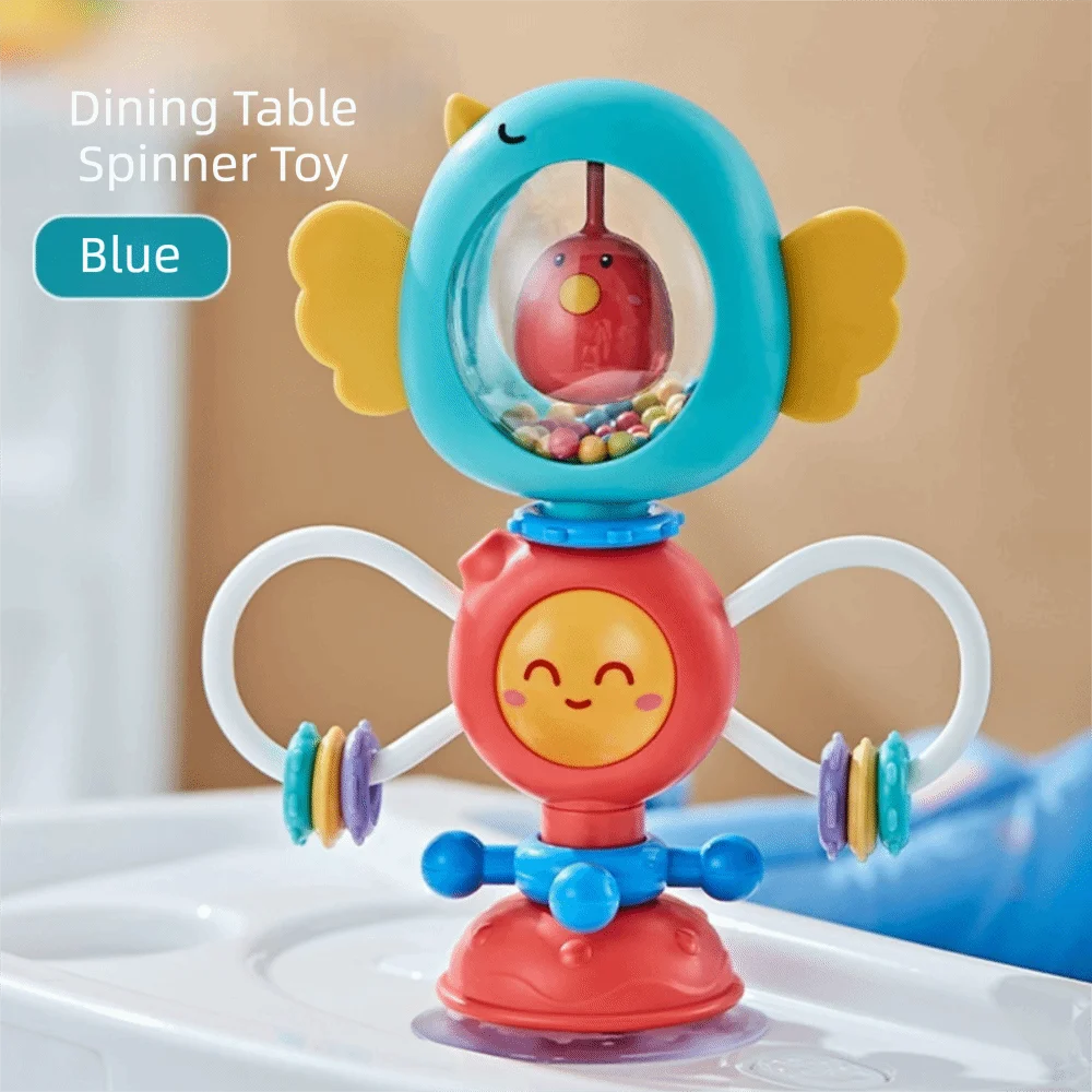 Base à ventouse, Spinner à ventouse, caractéristiques sensorielles, conception rotative, jouets pour bébé, hochet, son, chaise haute, jouets pour bébé de 6 à 12 mois