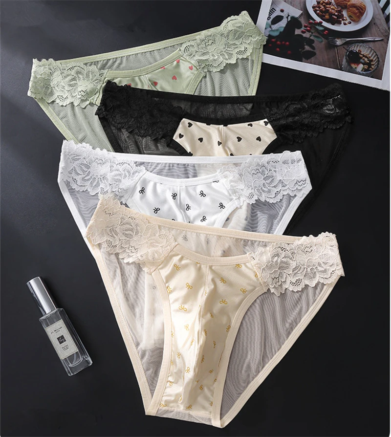 Adults 18 plus Lace mesh sexy men's underwear ice silk calzoncillos hombre 3D spacecraft cueca printing ropa interior hombre 3XL