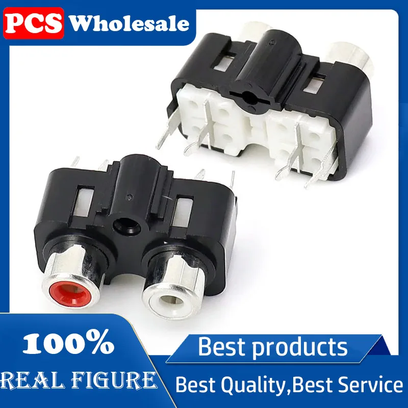 

2-hole red/White vertical 4-pin plug-in audio power amplifier AV stand RCA vertical microphone Audio microphone socket