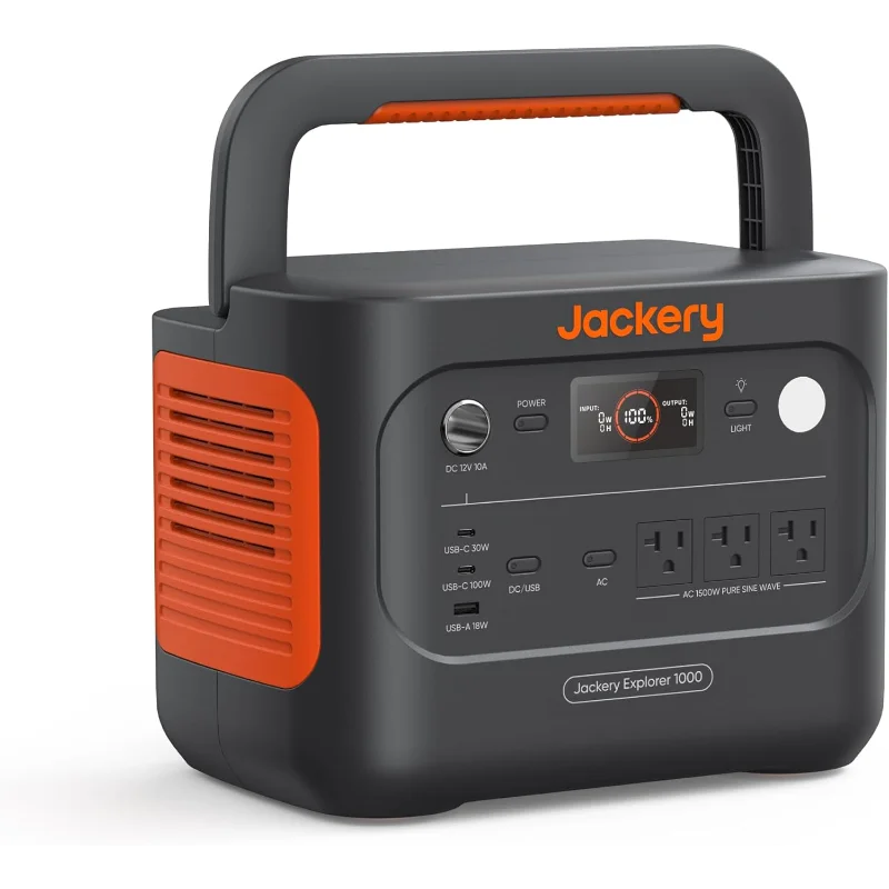 

Портативная электростанция Jackery Explorer 1000 v2, аккумулятор LiFePO4 1070 Втч, выход USB-C 1500 Вт переменного тока/100 Вт, быстрая зарядка 1 часа, солнечная батарея