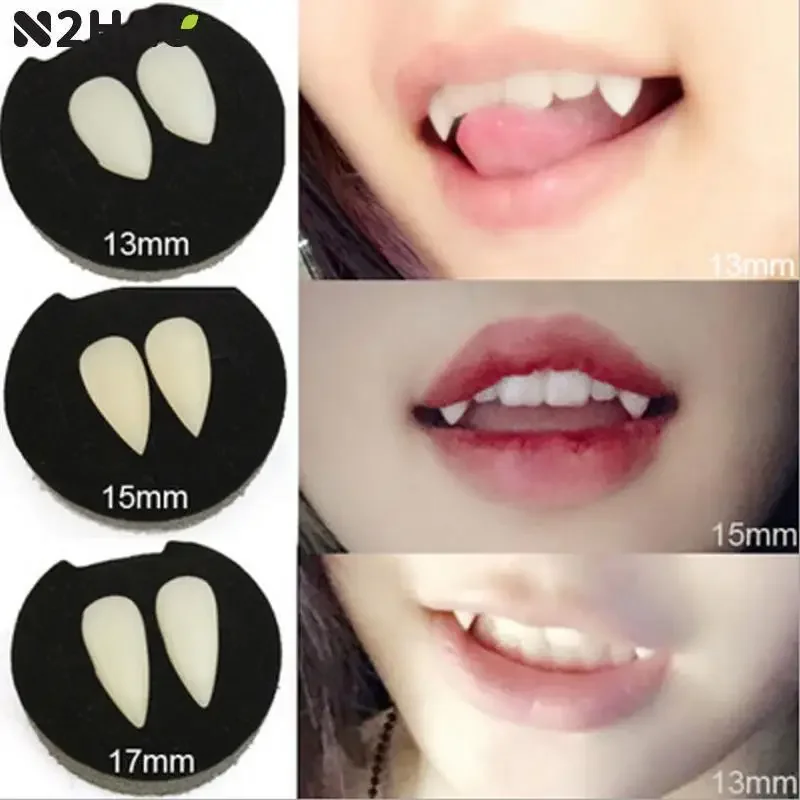 1 Pair Halloween Vampire Teeth Fangs Dentures Prop Party Costume DIY Cosplay Props Fake Teeth Resin Fangs Zombie Masquerade Prop