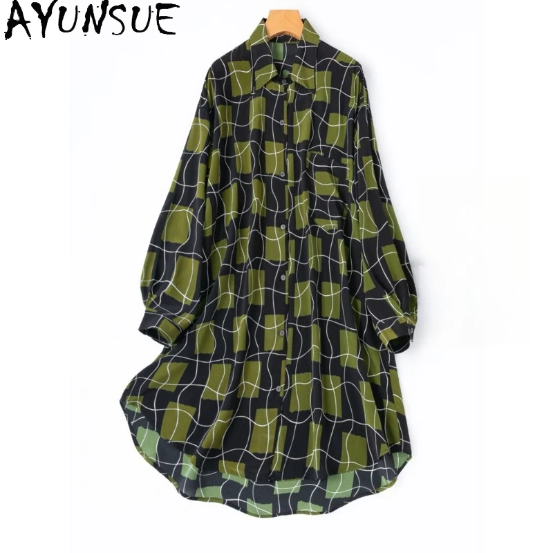 

100% Silk Women's Blouses and Shirts Long Sleeve Tops for Woman Mid-length Sunscreen Shirt Woman Clothes Spring Summer Рубашка