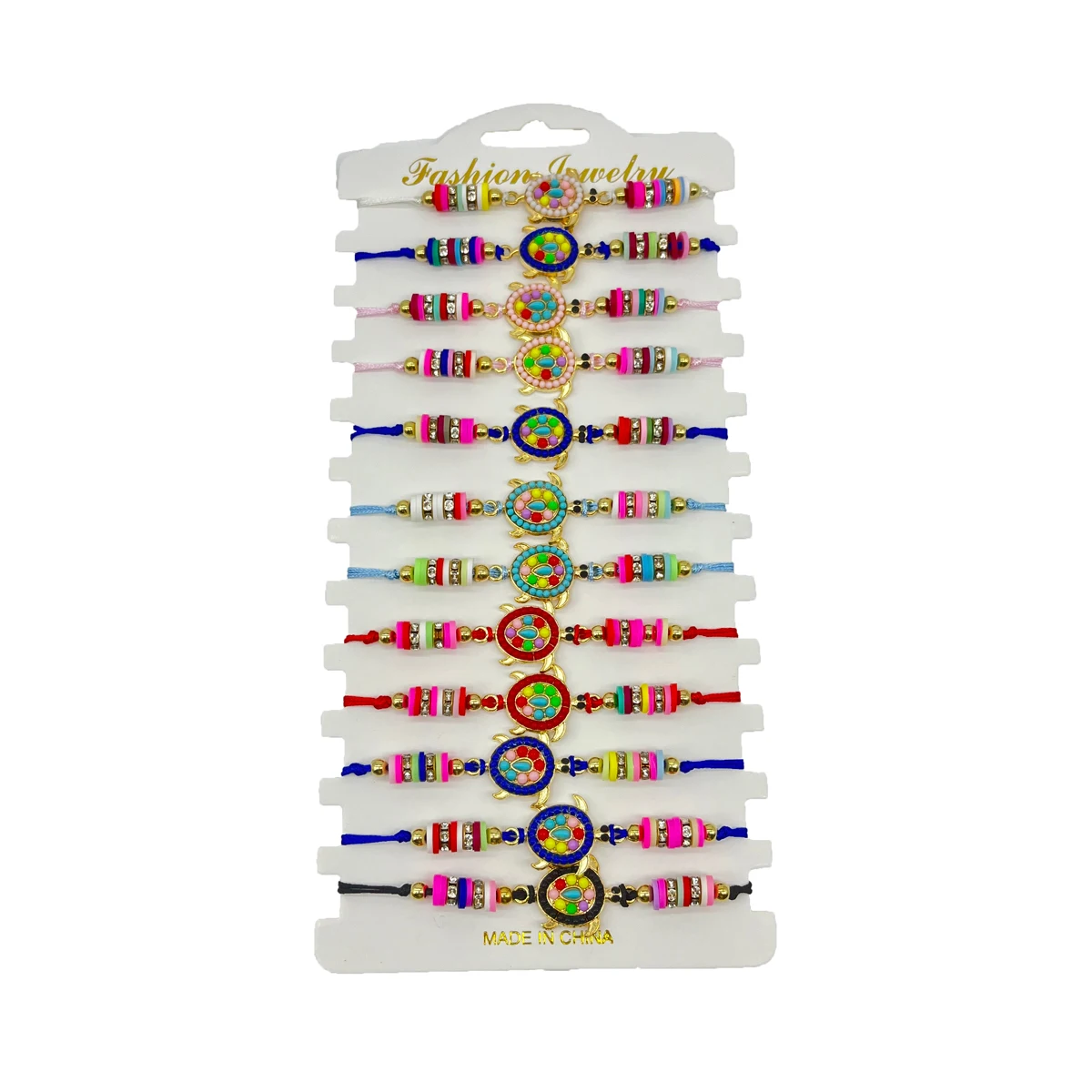 12pcs/card stock Bohemian colorful Turtle Friendship Souvenir bracelet