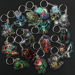 DOTA2 Acrylic Plastic Hero Pendant Keychain for Men Women Backpack Car Accessories Gadget Key Ring Fans Collectible Jewelry Gift