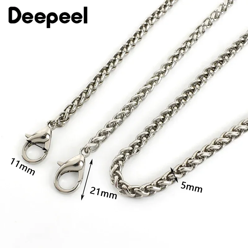 Deepeel 5mm Metal Bag Chain 50/100/110/120cm for Replace Shoulder Handbag Luggage Strap Handle Buckles DIY Handmade Accessories