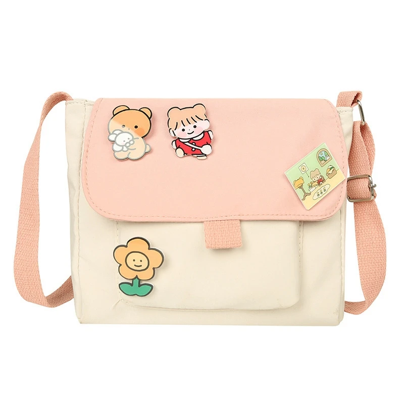 

Korean Cute Small Bag Soft Sister Girl Heart Soft Cute Student Shoulder Bag Japanese Harajuku Messenger Bag Woman Pink