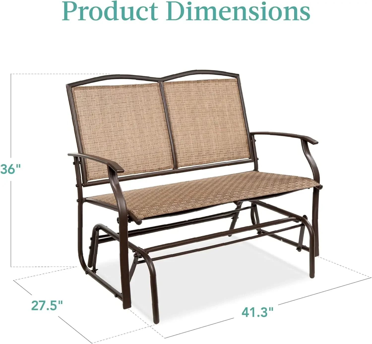 Loveseat balancín de Banco de acero para Patio al aire libre para 2 personas, balancín para cubierta, porche con tela de Textilene, marco de acero