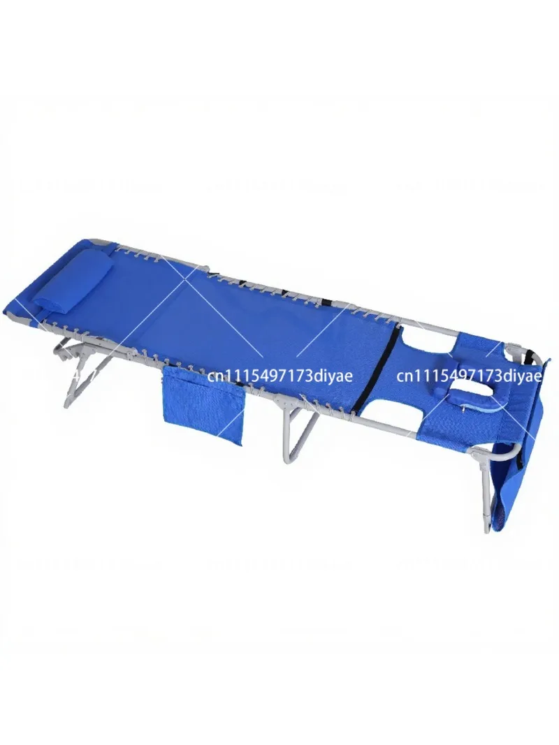 Foldable Tanning Lounge Chair with Face Hole & Arm Holes Outdoor Poolside Relaxing Reading Chair
