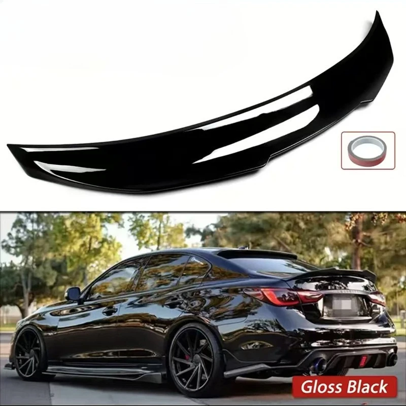 For Infiniti Q50 Q50L 2014-2024 Car Rear Trunk Spoiler PSM Style Carbon Fiber Non Drilling Exterior Auto Body Kit Accessories