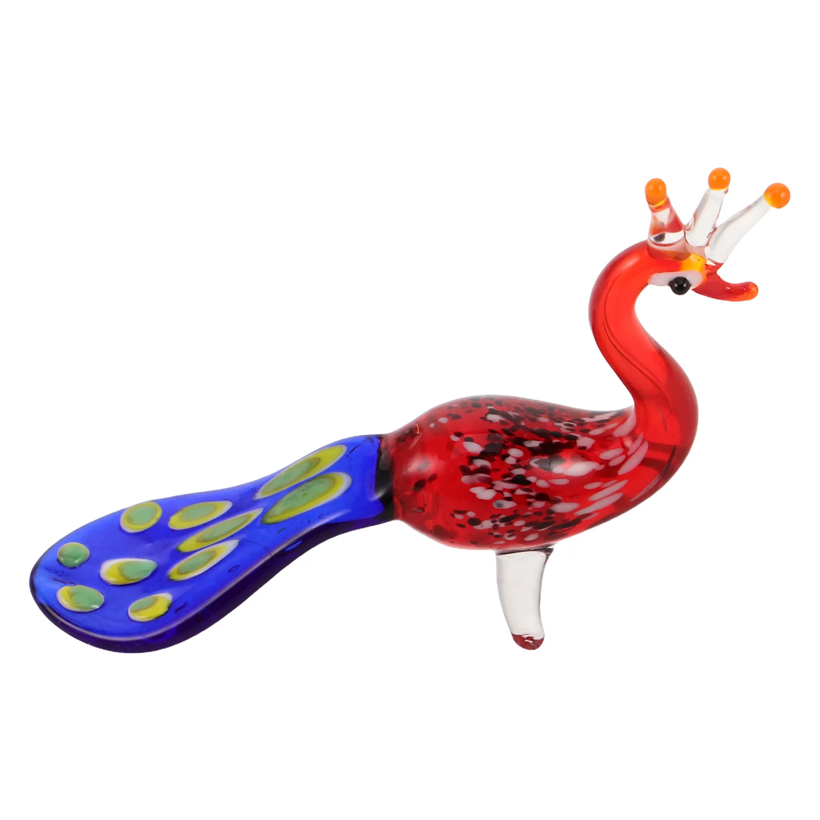 

Hand-Blown Glass Peacock Sculpture Artistic Colorful Home Decor Accent Living Room Shelf Desk Crystal Animal Ornament