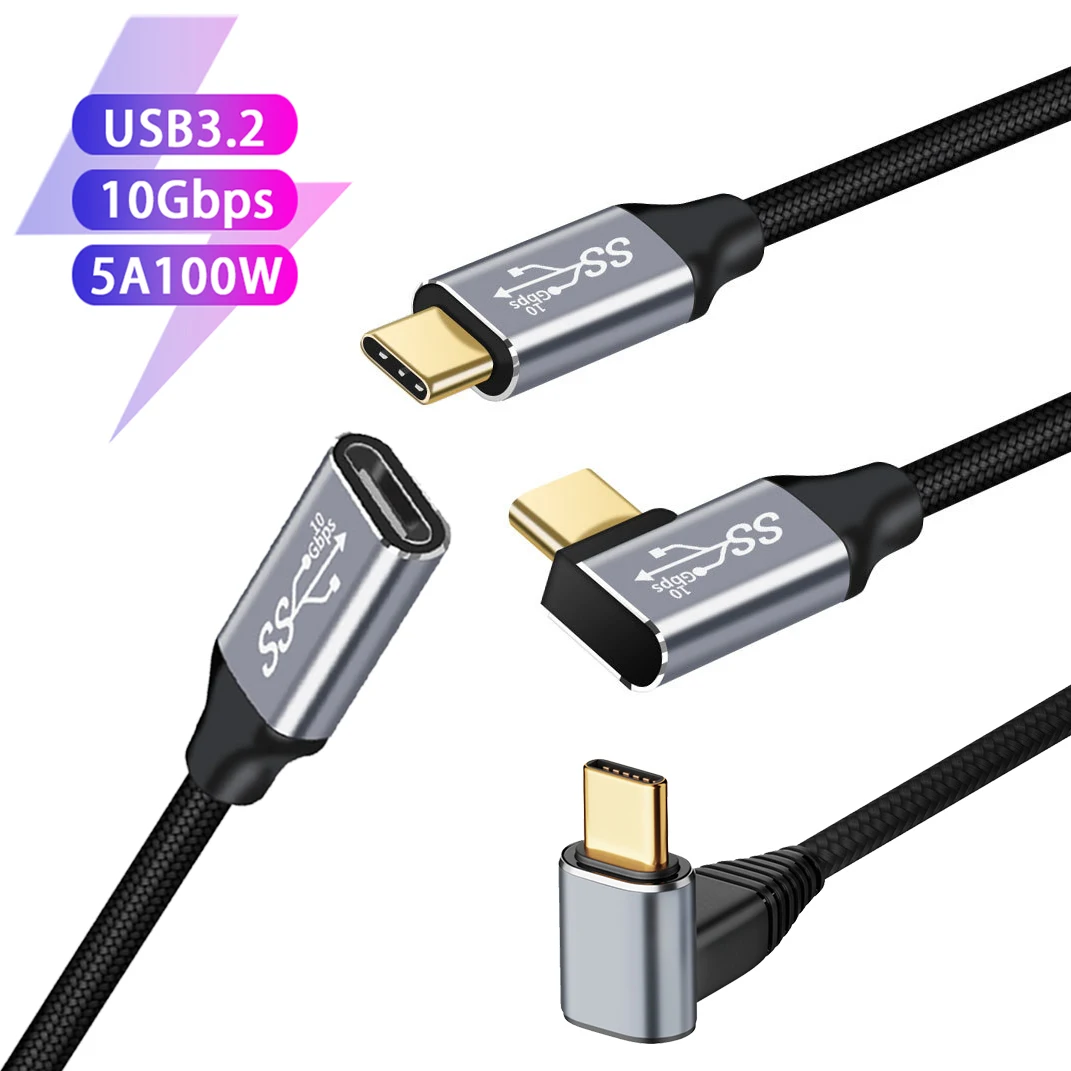 USB C 10Gbps Data Sync 4K@60Hz Extension Cable Type-C Male To Female 5A 100W Fast Charging Cord for Laptops PC STEAMDECK Switch