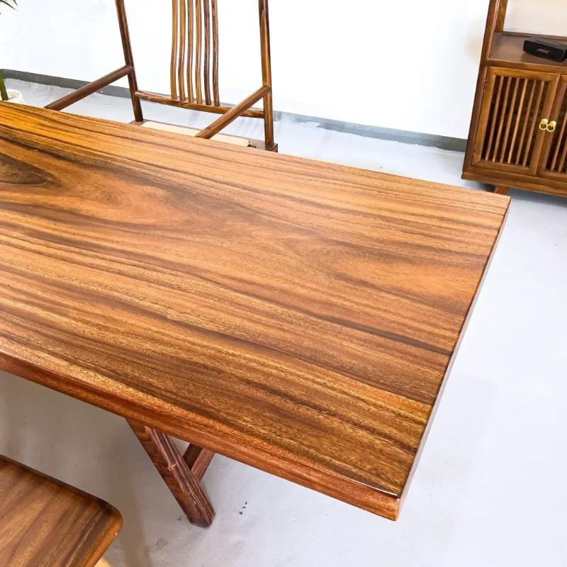 Walnut log tea table Solid wood office large board tea table Designer simple and advanced