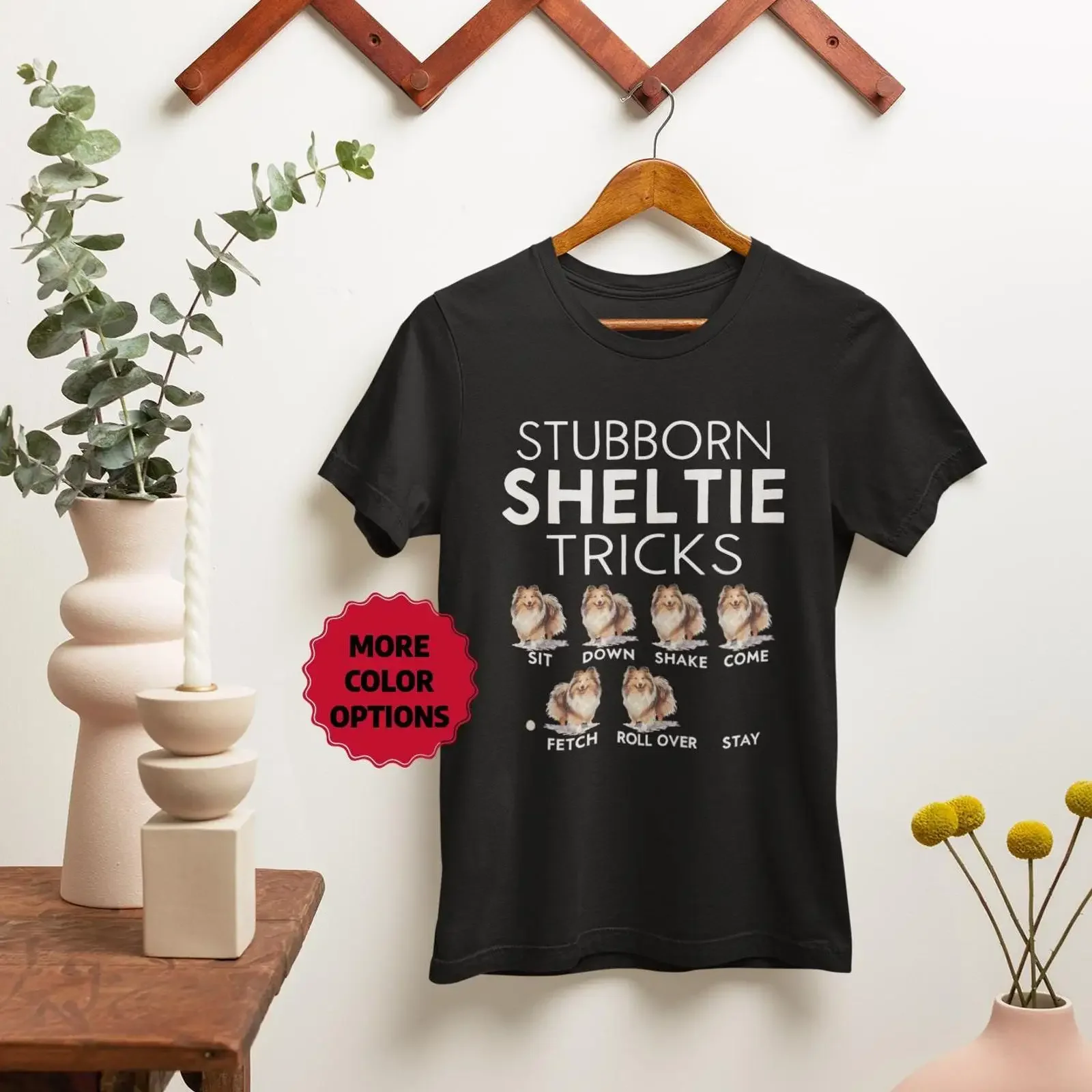 T-shirt drôle « Stubborn Sheltie Tricks » pour amoureux du Shetland Sheepdog, chien mignon pour maman, papa, propriétaire d'animaux, vêtement vintage délavé unisexe