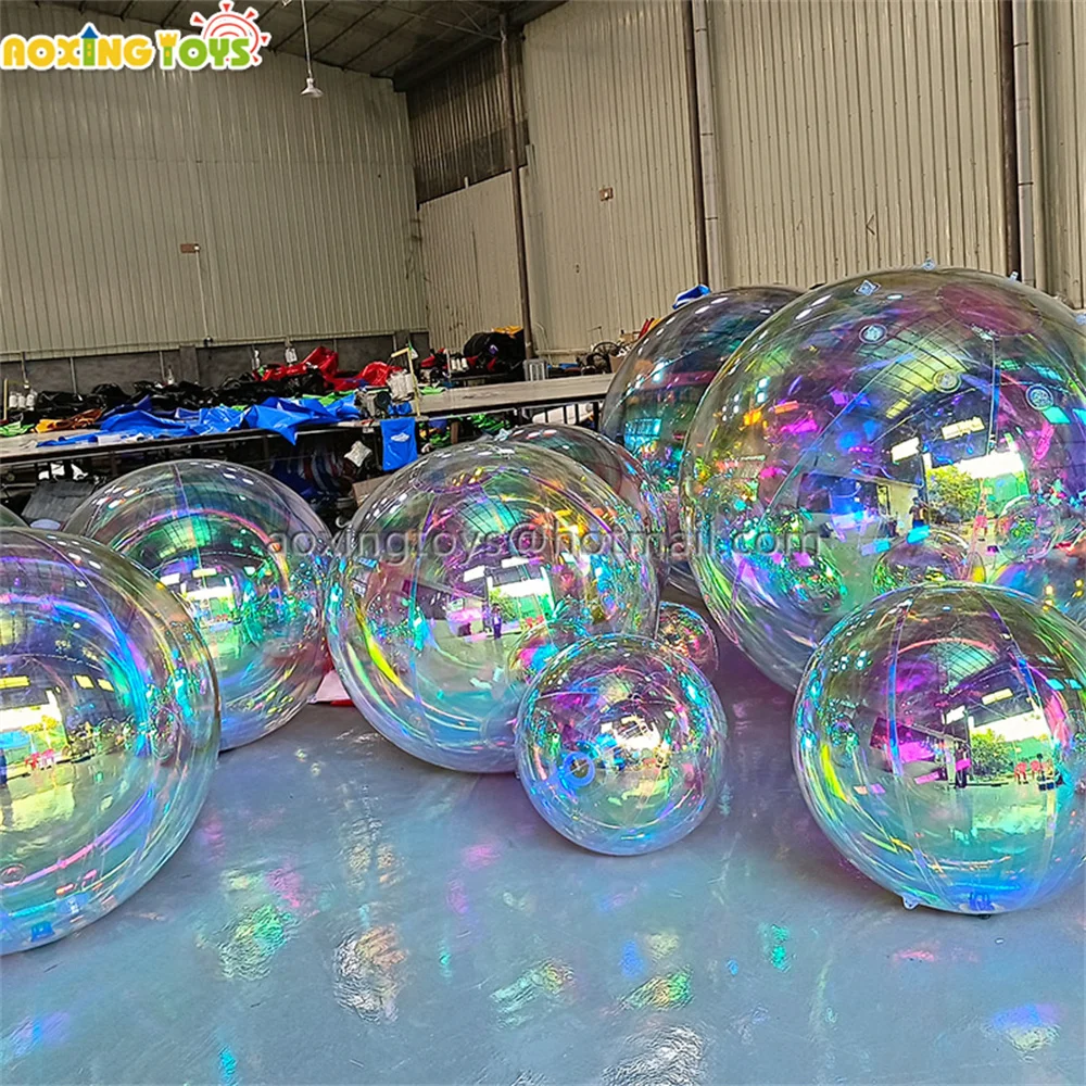 Commercial Advertisement Decoration Rainbow Inflatable Mirror Ball Hanging Balloon For Wedding Stage Show Party Bar Restaurant