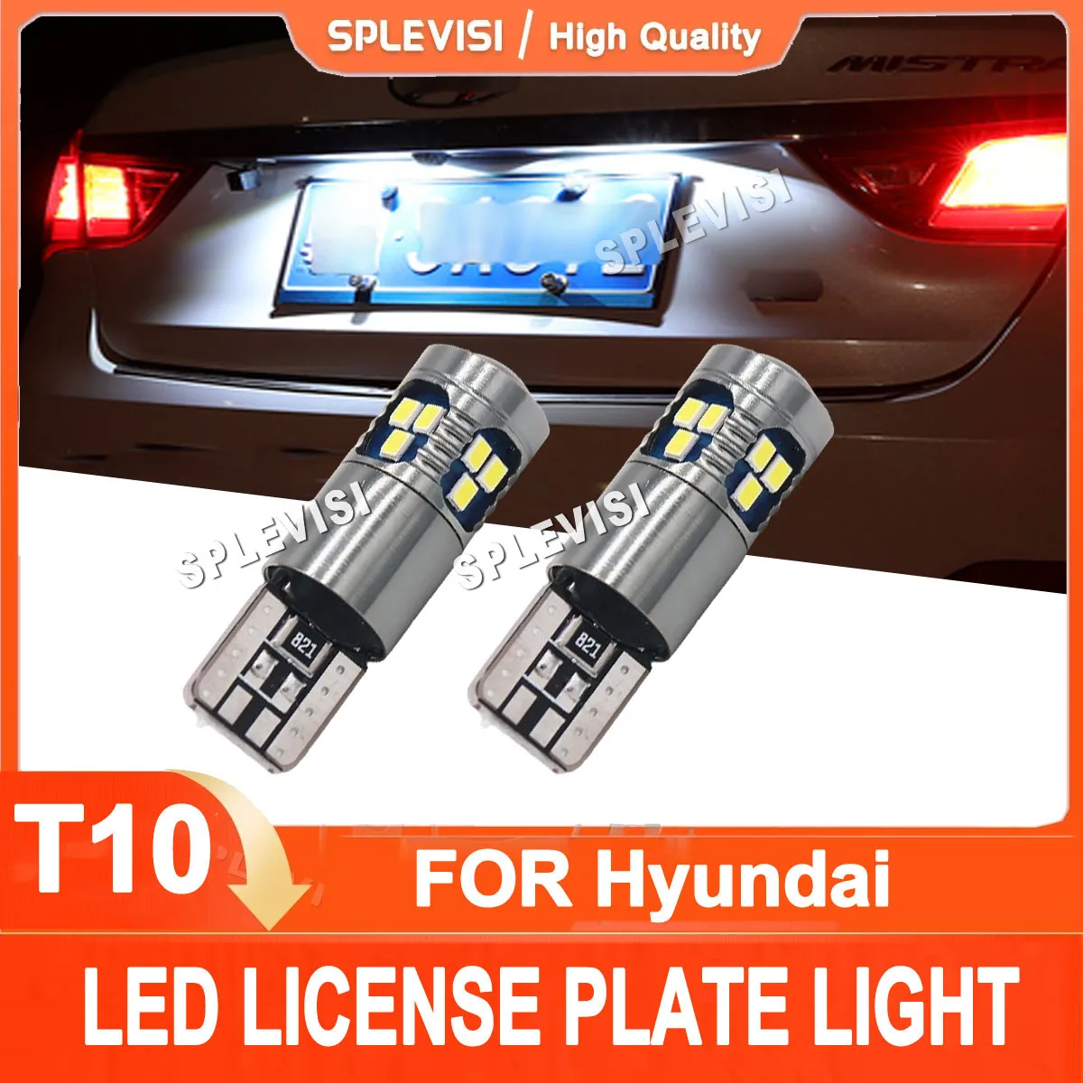 

2x T10 W5W LED License Number Plate Light Bulbs 6000k White For Hyundai Veloster Accent Santa Fe Sonata Tucson Elantra i30 i40