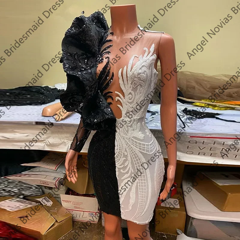 

Sexy Mini Black and White Prom Dressses 2026 Vestidos De Fiesta Elegantes Graduation Evening Party Dresses Customized