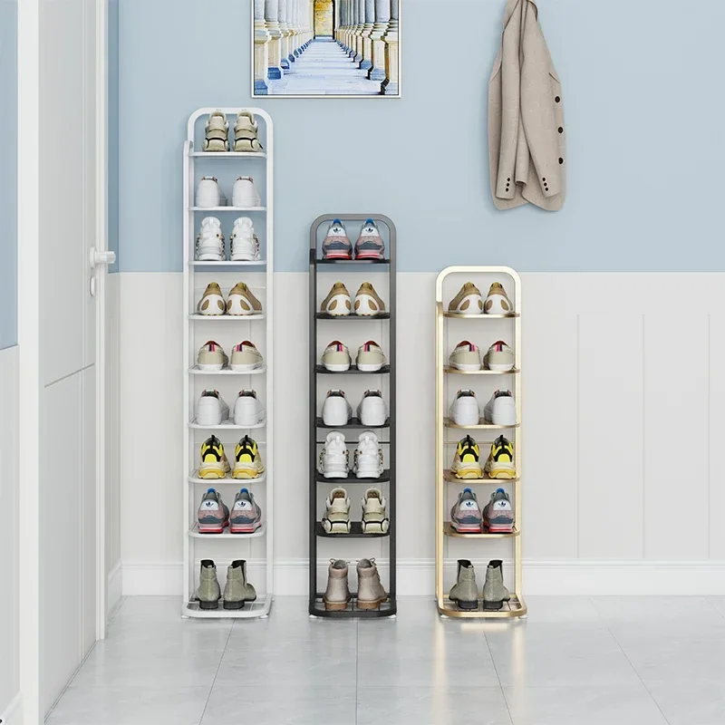 Household shoe rack, doorstep, indoor simple small narrow shoe, iron art single row rental room, space saving partition