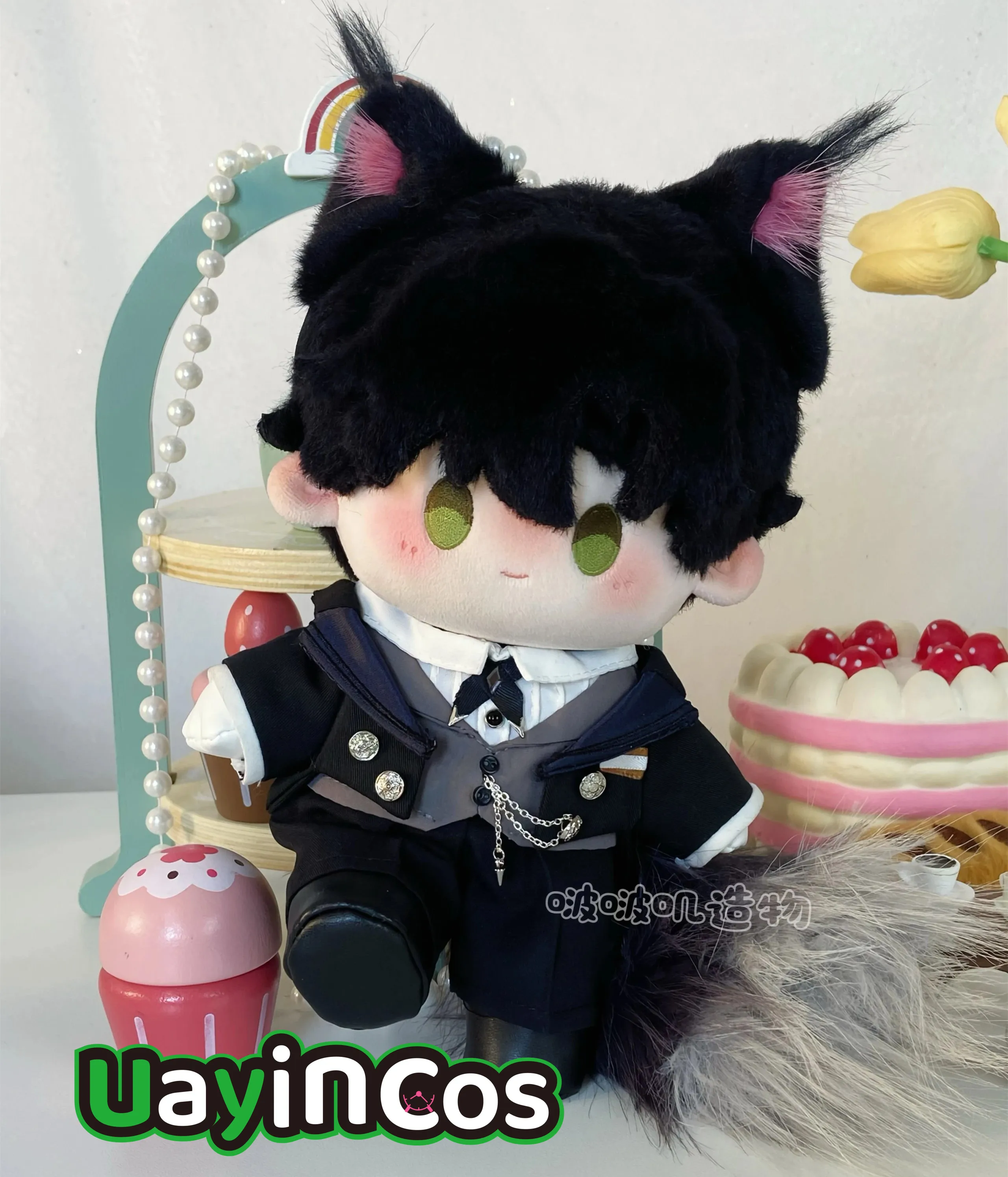 

20cm Doll Clothes Love and Deepspace Zayne Rafayel Sylus Caleb Xavier Ears Tail Coat Tie Gloves Shoes Suit Anime Toy Kids Gift