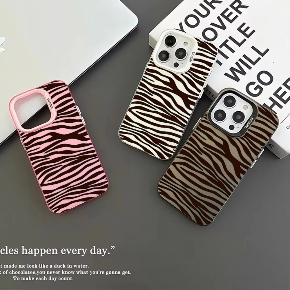 Coque de téléphone à motif zèbre de dessin animé, couleur argent IMD, pour IPhone 17 Pro Max 16E 15 14 13 12 11 Pro Max Plus XS XR