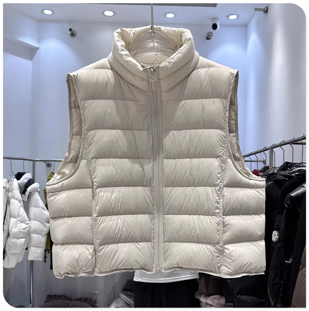2025 الأبيض بطة أسفل سترة المرأة سترة الخريف الشتاء أكمام صدرية دافئة خفيفة الوزن سترة منفوخة الإناث بلايز أبلى #2