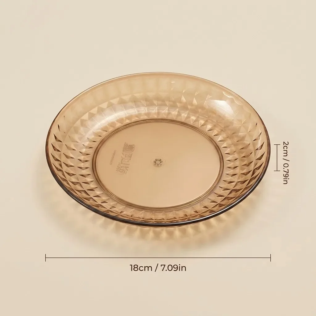 Ronde dienblad van kunststof, transparant, decoratief, geschikt voor eten, fruit, desserts, stapelbaar, voor opbergdoeleinden in de keuken, en als sieradendoos.