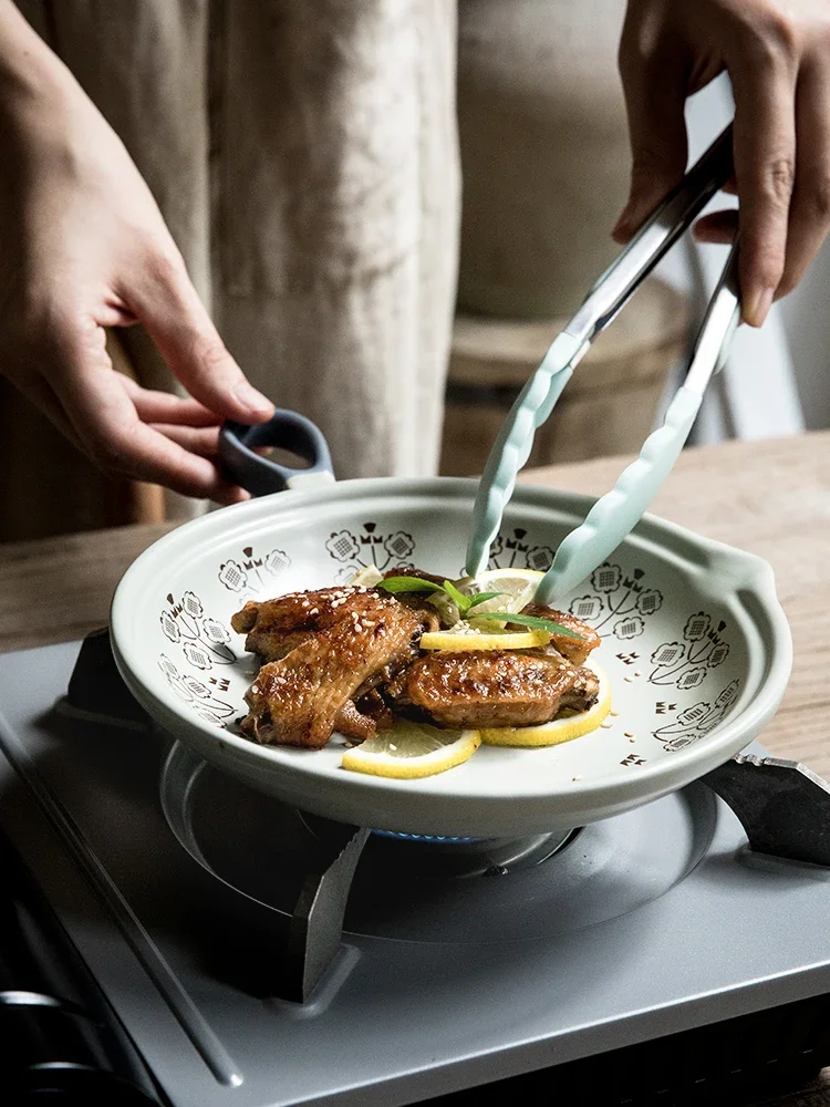Japanese Retro Single Handle Ceramic Frying Pan Nonstick Egg Steak Oven Safe Skillet