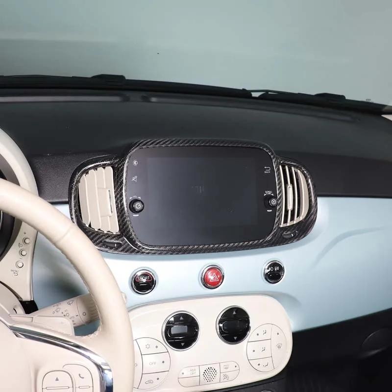 Panel de salida de aire de CA de Control Central de coche de fibra de carbono Real, cubierta de marco embellecedora para Fiat 500 2021-2023, accesorios interiores para coche
