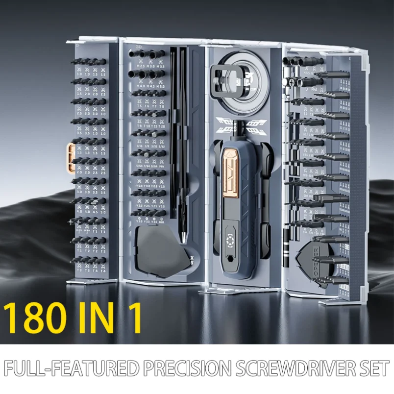 

Набор прецизионных отверток 180 в 1 с магнитными насадками, профессиональные ручные инструменты для ремонта iPhone, часов, очков, с коробкой для хранения