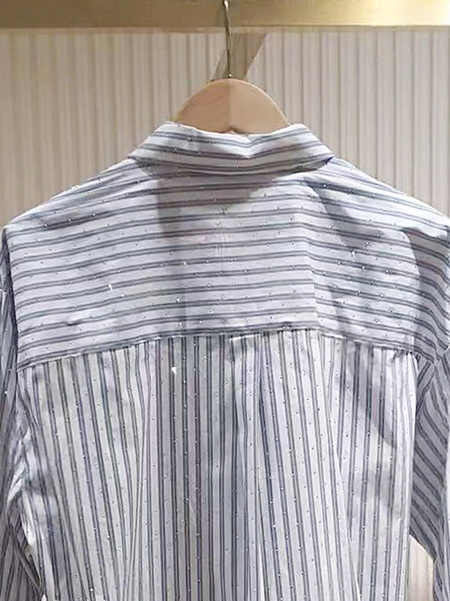 M Home Nan You Stripe casual da donna di fascia alta, lunghezza irt ort, con dettaglio trapano a cravatta, vestibilità ampia, vestibilità ampia, lunga